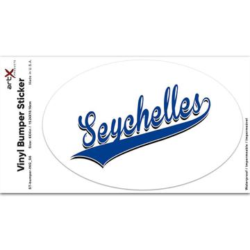 Seychelles : Gift Sticker Flag Varsity Script Baseball Beisbol Country Pride