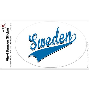 Sweden : Gift Sticker Flag Varsity Script Baseball Beisbol Country Pride Swedish