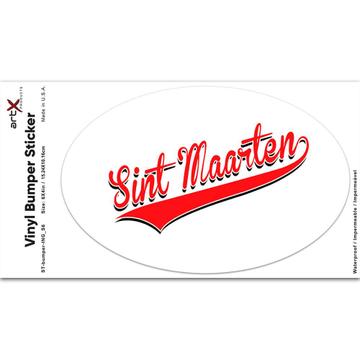 Sint Maarten : Gift Sticker Flag Varsity Script Baseball Beisbol Country Pride
