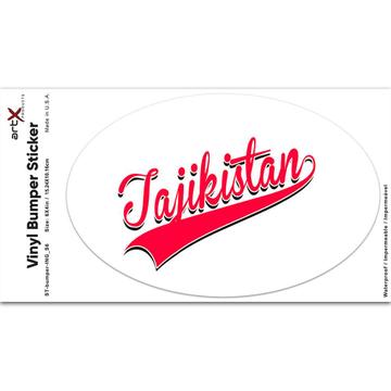 Tajikistan : Gift Sticker Flag Varsity Script Baseball Beisbol Country Pride Tajik