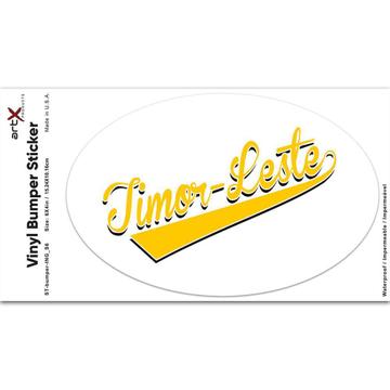 Timor-Leste : Gift Sticker Flag Varsity Script Baseball Beisbol Country Pride