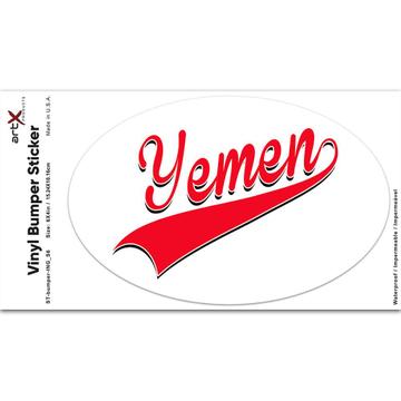 Yemen : Gift Sticker Flag Varsity Script Baseball Beisbol Country Pride Yemeni
