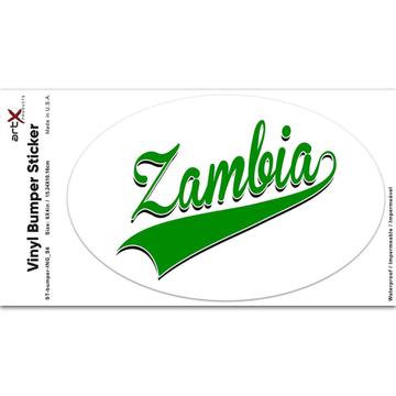 Zambia : Gift Sticker Flag Varsity Script Baseball Beisbol Country Pride Zambian