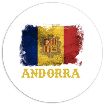 Andorra Andorran Flag : Gift Sticker Distressed Patriotic Vintage Souvenir Europe Country Pride