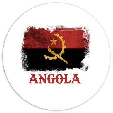 Angola Angolan Flag : Gift Sticker Distressed Africa African Pride Country Souvenir Coat Of Arms