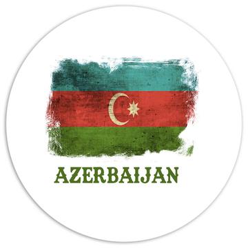 Azerbaijan Azerbaijani Flag : Gift Sticker Distressed Print Europe Country Souvenir Prose Patriotic