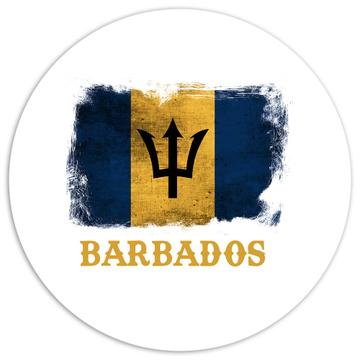Barbados Barbadian Flag : Gift Sticker Distressed North American Country Souvenir Patriotic
