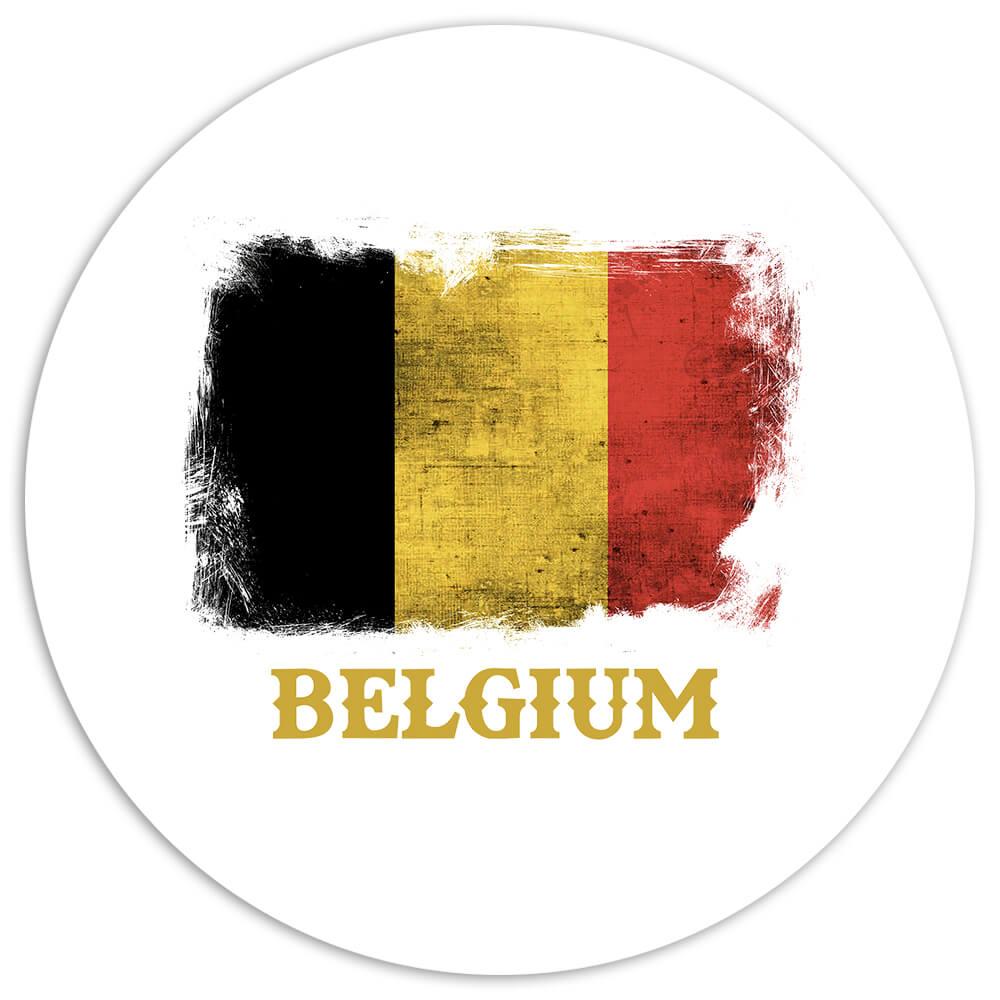 Belgium Belgian Flag : Gift Sticker European Union Country Souvenir Distressed Pride Vintage