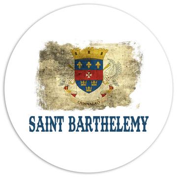 Saint Barthelemy Flag Distressed : Gift Sticker Coat Of Arms North American Country Souvenir