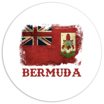 Bermuda Bermudian Flag : Gift Sticker Patriotic Vintage Distressed Print North America Country