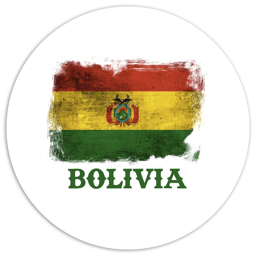 Bolivia Bolivian Flag Distressed : Gift Sticker South American Latin Country Souvenir Patriotic Art