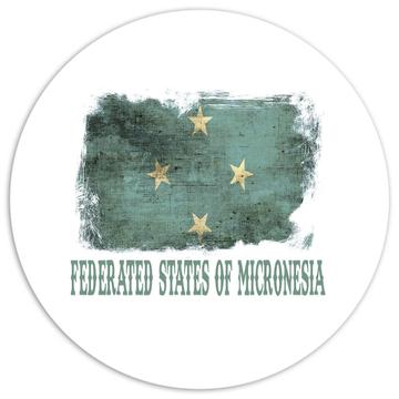 Federated States Of Micronesia Flag : Gift Sticker Country Vintage Souvenir Islands National Pride