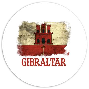 Gibraltar Gibraltarian Flag : Gift Sticker Distressed Art Europe Country Souvenir Patriotic Pride