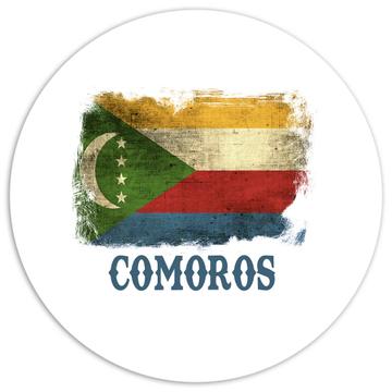 Comoros Comoran Flag : Gift Sticker Distressed Africa African Country Souvenir National Vintage Art