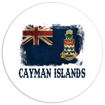 Cayman Islands Flag : Gift Sticker Distressed Proud Islander North America Country Souvenir Art