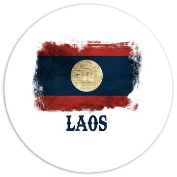 Laos Lao Flag : Gift Sticker Distressed Art Asia Asian Country Souvenir Patriotic Vintage Pride