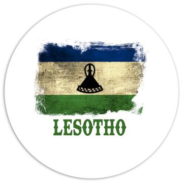 Lesotho Flag : Gift Sticker Distressed Africa African Country Souvenir National Vintage Art Pride