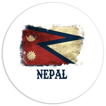 Nepal Nepalese Flag : Gift Sticker Asia Asian Country Pride Souvenir Vintage Distressed Art