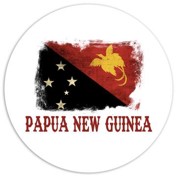Papua New Guinea Guinean Flag : Gift Sticker Country Vintage National Souvenir Australia Distressed