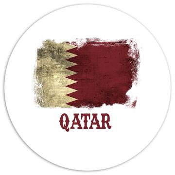 Qatar Qatari Flag : Gift Sticker Distressed Art Asia Asian Country Vintage Souvenir National Pride