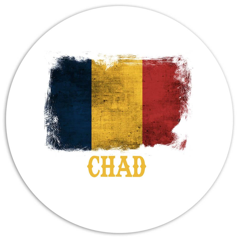 Chad Chadian Flag : Gift Sticker Distressed Africa African Country Souvenir National Vintage Art