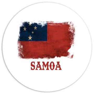 Samoa Flag : Gift Sticker Distressed Art Polynesian Country Souvenir National Pride Vintage