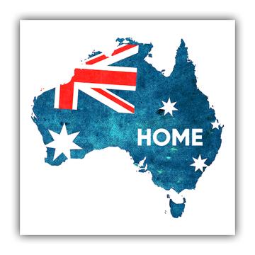 HOME Map AUSTRALIA : Gift Sticker Australian Aussie Flag Expat Country Souvenir