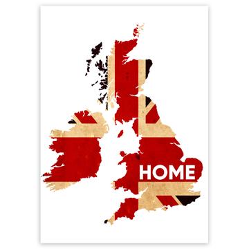 United Kingdom Map HOME : Gift Sticker British England Flag Expat Country Souvenir
