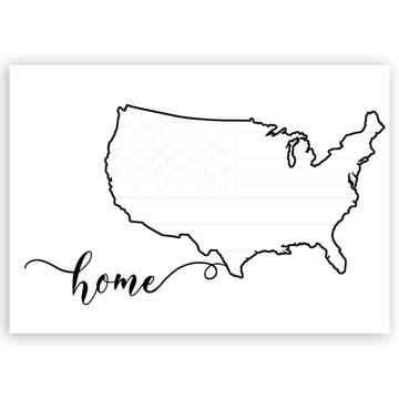 USA Home Map : Gift Sticker Americana United States American Outline Country