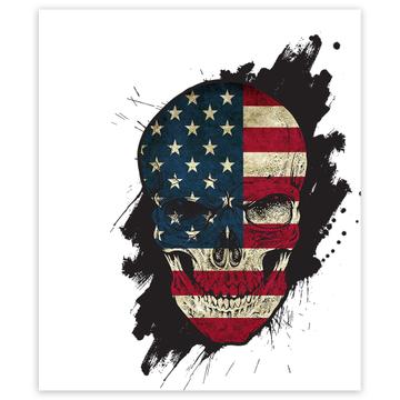Skull American : Gift Sticker Flag USA United States Patriotic Stars & Stripes