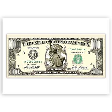 One Million Dollars : Gift Sticker Lady Liberty Funny Note USA Friend