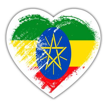 Ethiopian Heart : Gift Sticker Ethiopia Country Expat Flag