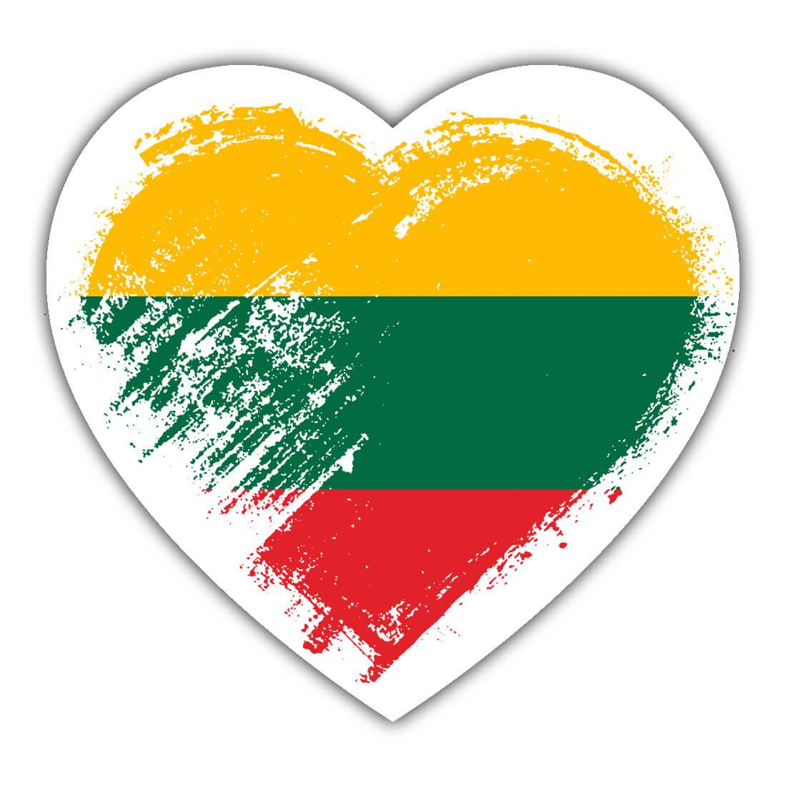 Gift Sticker : Lithuanian Heart Lithuania Country Expat Flag
