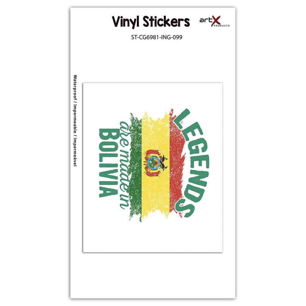 Legends are Made in Bolivia: Gift Sticker Flag Bolivian Expat Country
