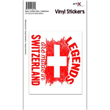 Legends are Made in Switzerland : Gift Sticker Flag Swiss Expat Country