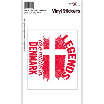Legends are Made in Denmark : Gift Sticker Flag Danish Expat Country