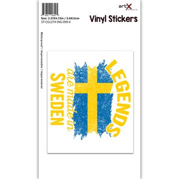 Legends are Made in Sweden : Gift Sticker Flag Swedish Expat Country