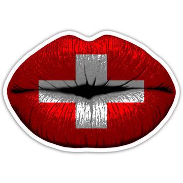 Lips Swiss Flag : Gift Sticker Switzerland Expat Country For Her Woman Feminine Women Sexy Flags Lipstick