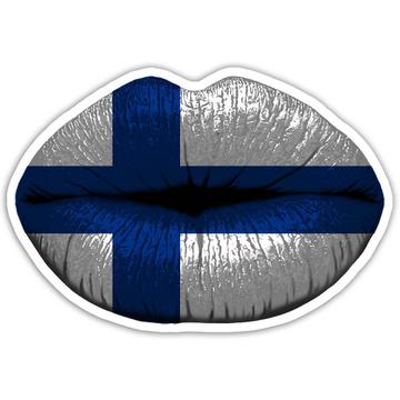 Lips Finnish Flag : Gift Sticker Finland Expat Country For Her Woman Feminine Women Sexy Flags Lipstick