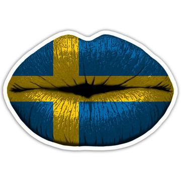 Lips Swedish Flag : Gift Sticker Sweden Expat Country For Her Woman Feminine Women Sexy Flags Lipstick