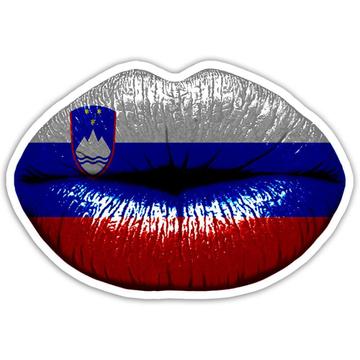 Lips Slovenian Flag : Gift Sticker Slovenia Expat Country