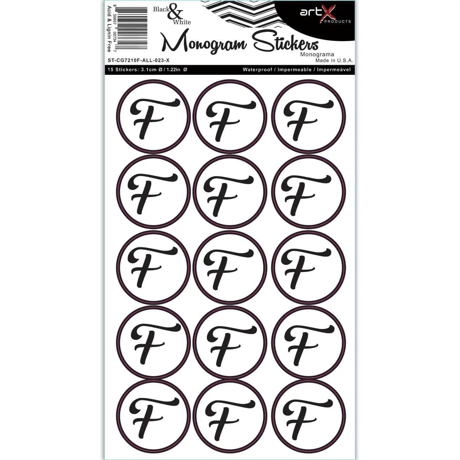 Black & White Monogram Stickers