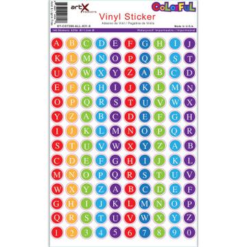 Alphabet Letters : Colorful Sticker Sheet ABC Color Vinyl Planner Scrapbook