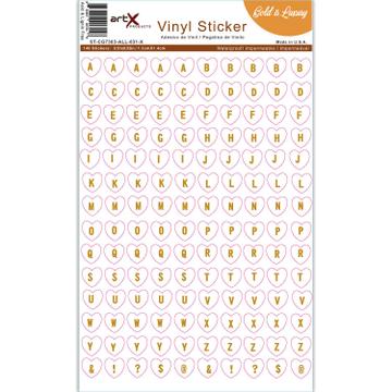 Alphabet Gold Letters : Clear Sticker Sheet Heart Teacher Vinyl Planner Scrapbook