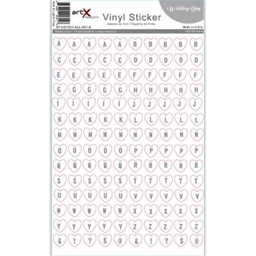 Alphabet Silver Letters : Clear Sticker Sheet Heart ABC Vinyl Planner Scrapbook