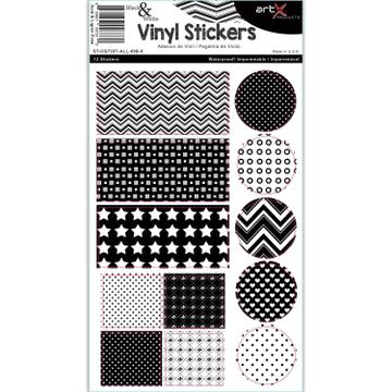 Decorative Sticker Sheet Black & White Stars Stripes Scrapbook Planner Vinyl
