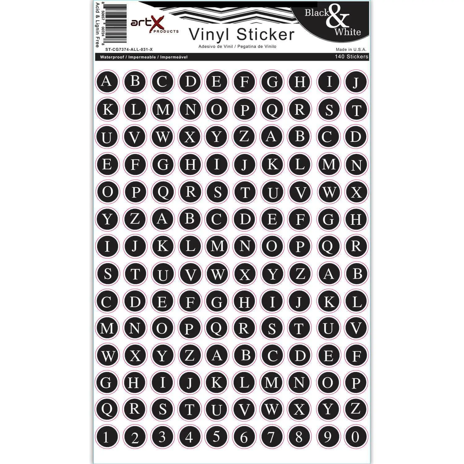 Stickers - Alphabet - Alphabet Letters Sticker Sheet ABC Black Vinyl  Planner Scrapbook Waterproof