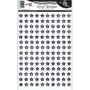 Alphabet Letters Stars Sticker Sheet ABC Black Vinyl Scrapbook Planner Waterproof