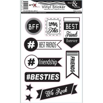 Friends BFF Friendship Memories Sticker Sheet Amizade Black & White Planner Scrapbook