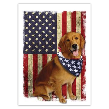 Golden Retriever USA Flag : Gift Sticker Dog Patriotic America United States